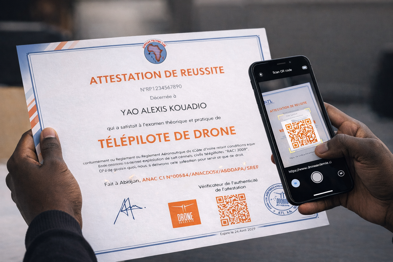 Vérification d'attestation par QR code